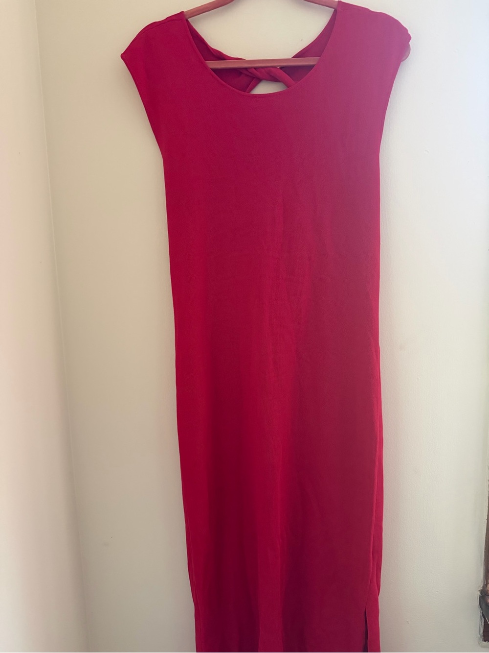 Women’s The Drop Sleeveless Red Maxi Dress with Back Cross Detail